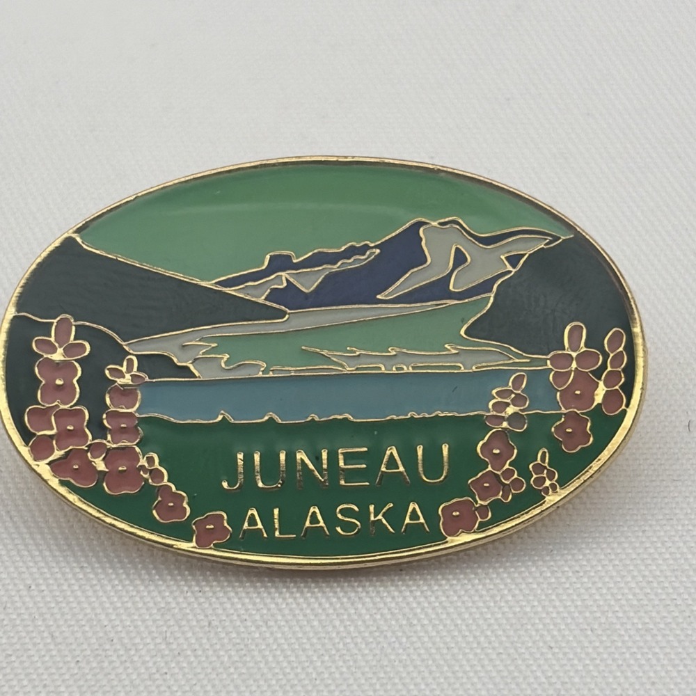 Juneau Alaska Flowers Mountains United States Of America Lapel Hat Pin